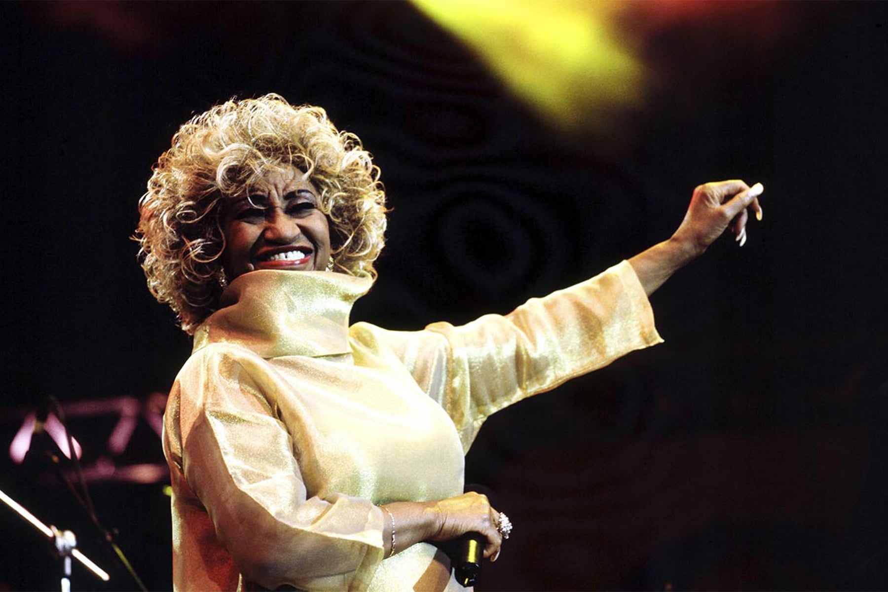 Celia Cruz performing on stage